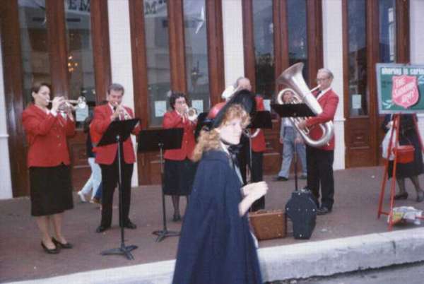 Timbrel Player with Band in Galveston